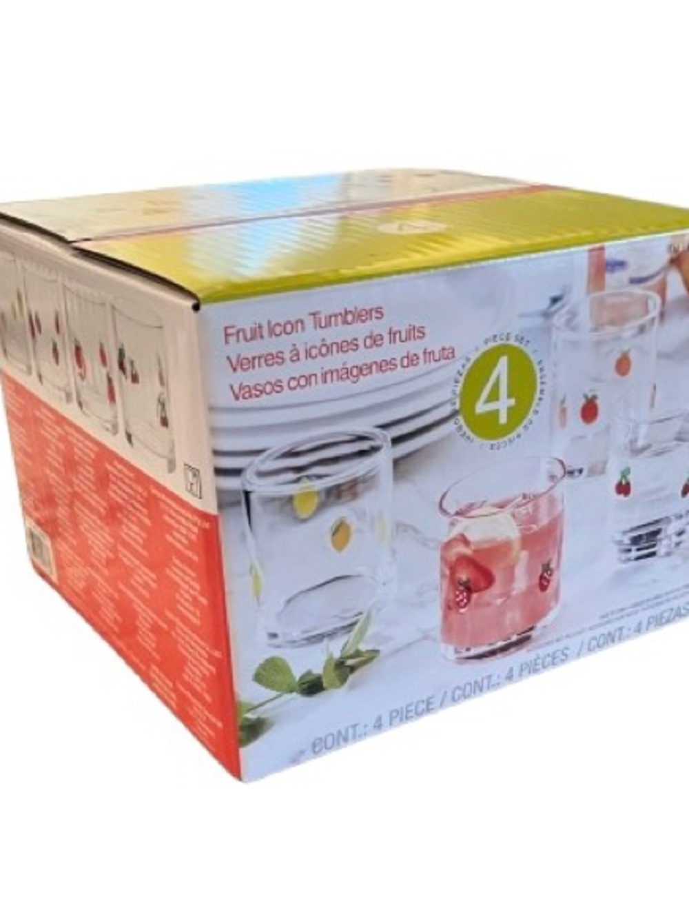 🆕- Set of 4 Fruit Motif Clear Glass Tumbler Set - New in Box. - Picture 5 of 10